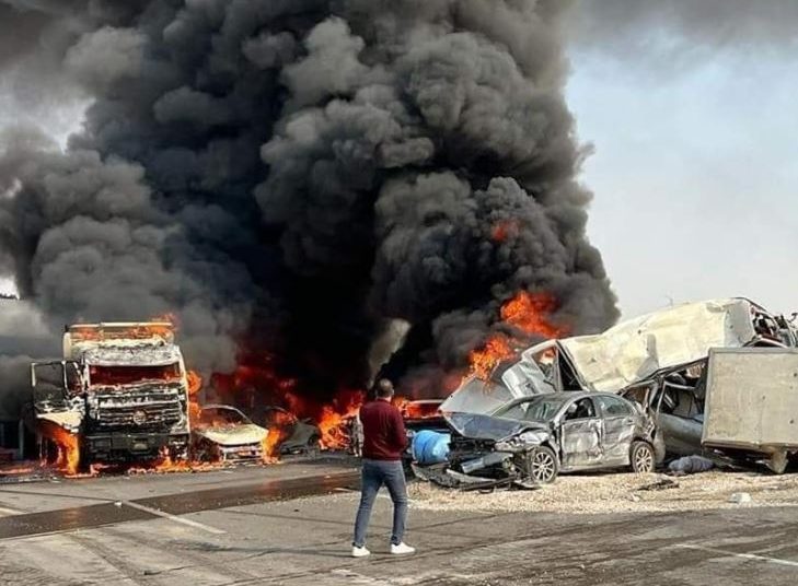 كارثة مرورية حادث مروري حريق