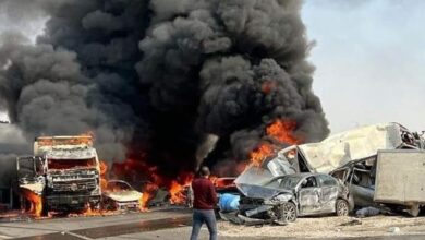 كارثة مرورية حادث مروري حريق